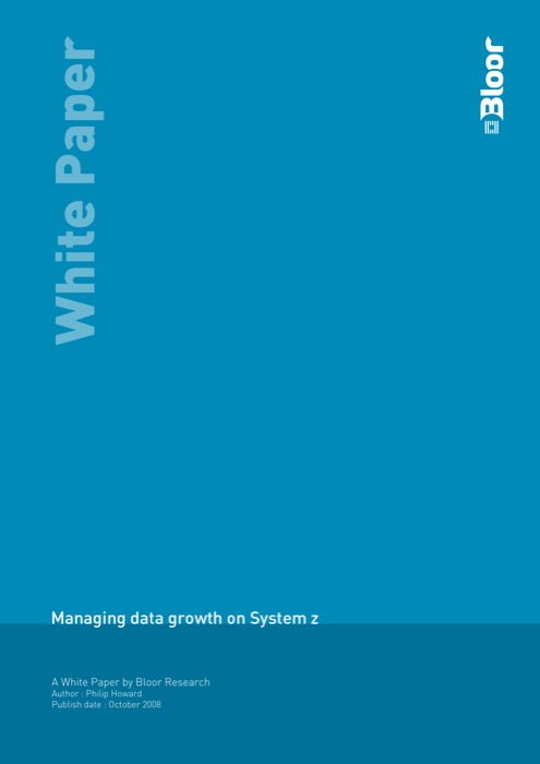 Cover for Managing data growth on System z