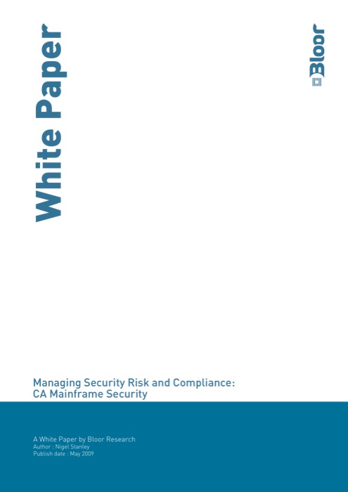 Cover for Managing Security Risk and Compliance - CA Mainframe Security