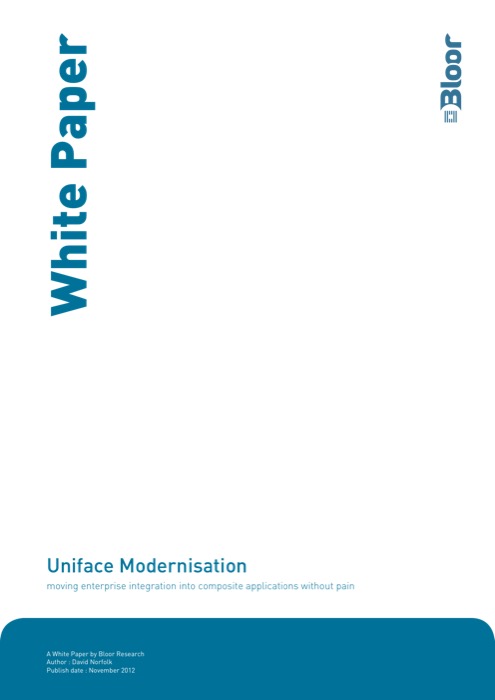 Cover for Uniface Modernisation - moving enterprise integration into composite applications without pain