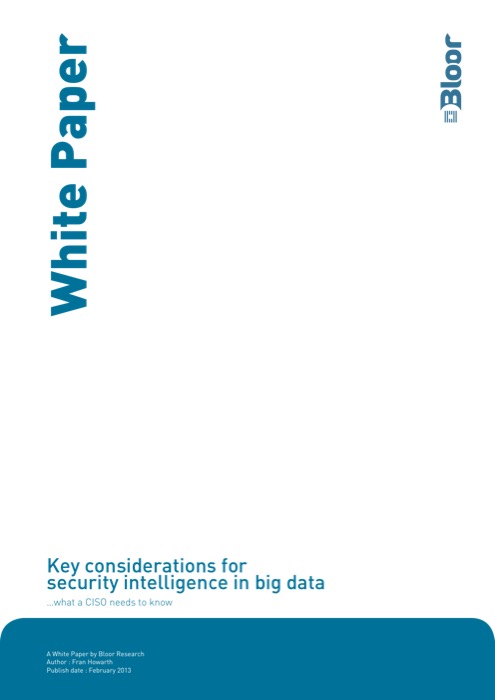 Cover for Key considerations for security intelligence in big data - what a CISO needs to know
