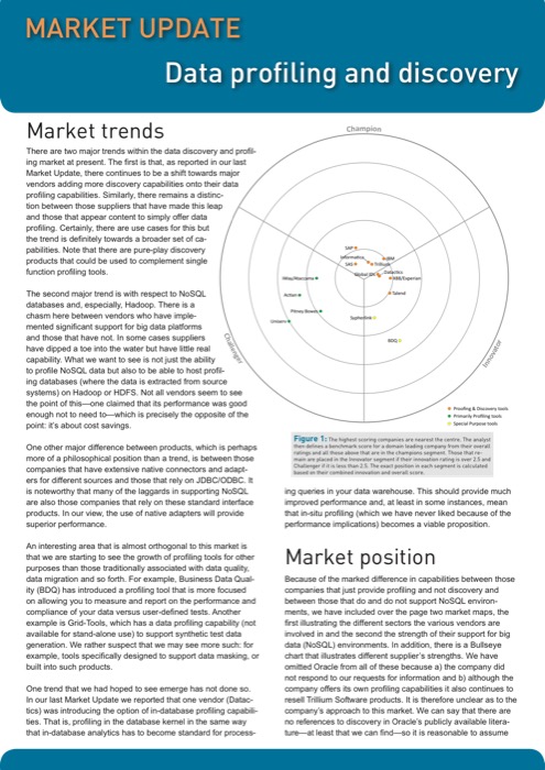 Cover for Data Profiling and Discovery Market Update 2013