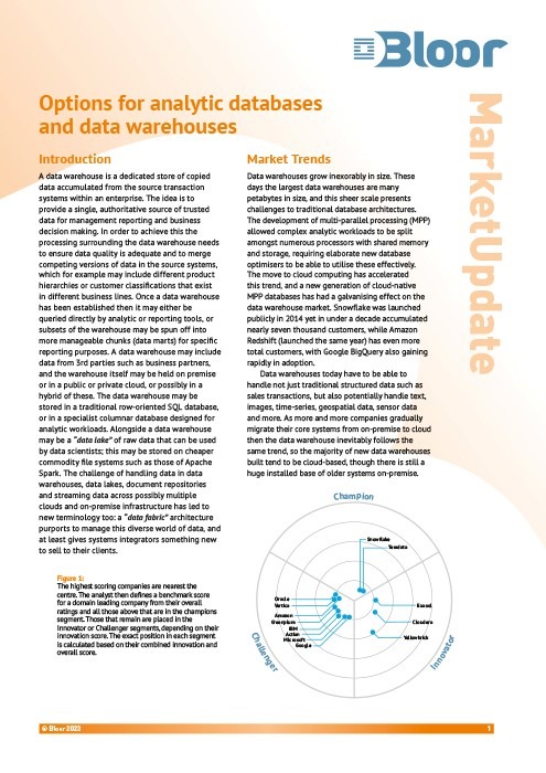 Options for analytic databases and data warehouses (2023)