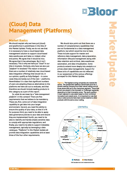 (Cloud) Data Management Platforms
