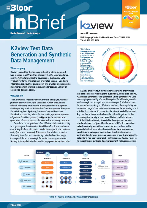K2view Test Data Generation and Synthetic Data Management