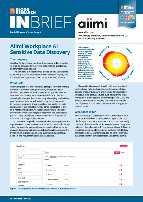 Aiimi Workplace AI Sensitive Data Discovery