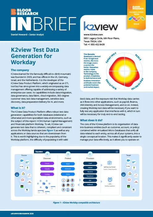 K2view Test Data Generation for Workday