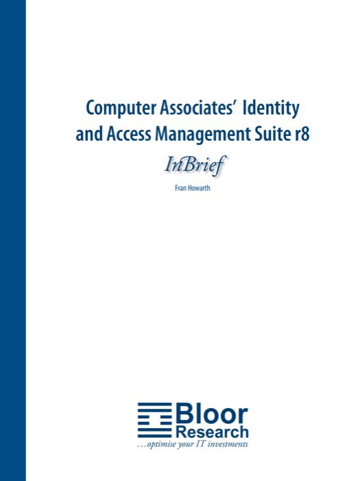 Cover for Computer Associates’ Identity and Access Management Suite r8