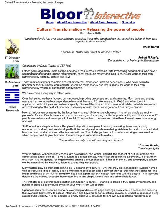 Cover for Cultural Transformation (1) – Releasing the power of people