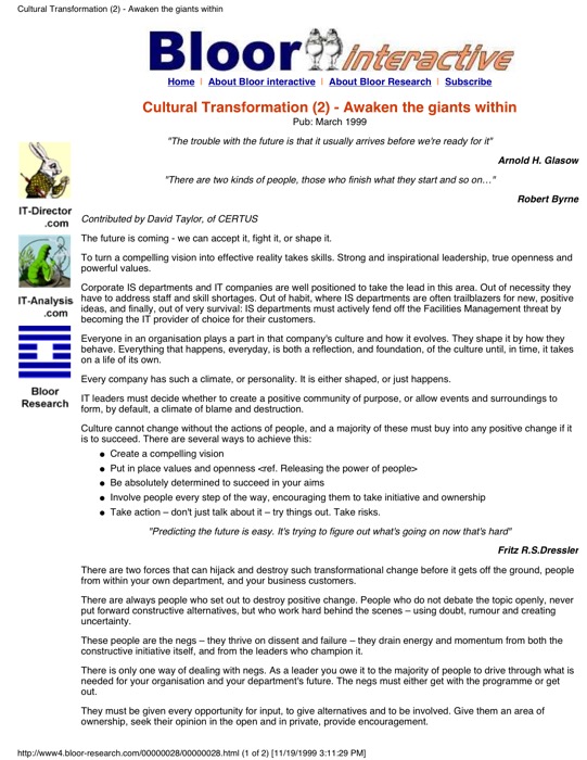 Cover for Cultural Transformation (2) – Awaken the giants within