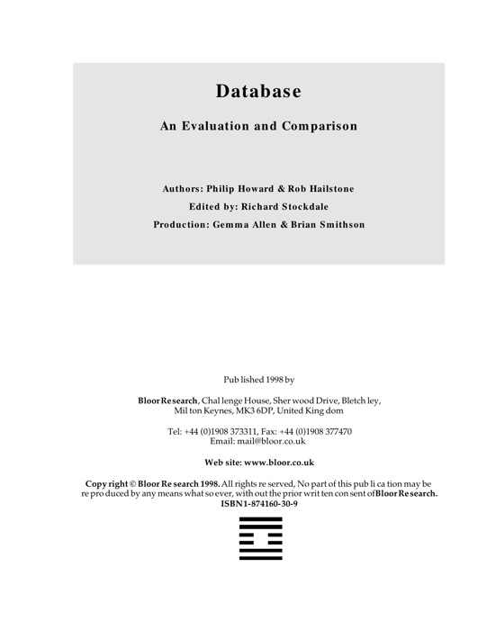 Cover for Database
