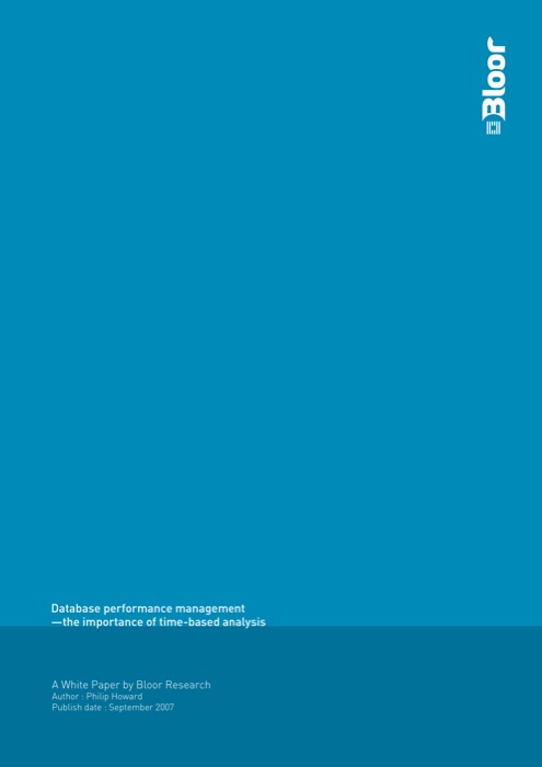 Cover for Database performance management - the importance of time-based analysis