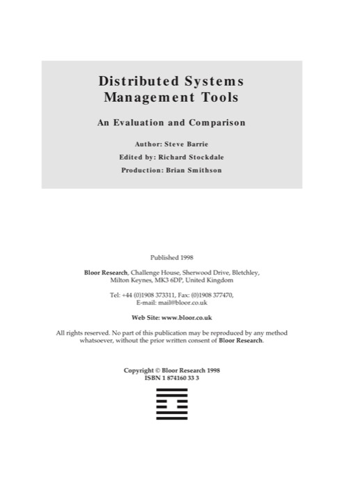 Cover for Distributed Systems Management Tools