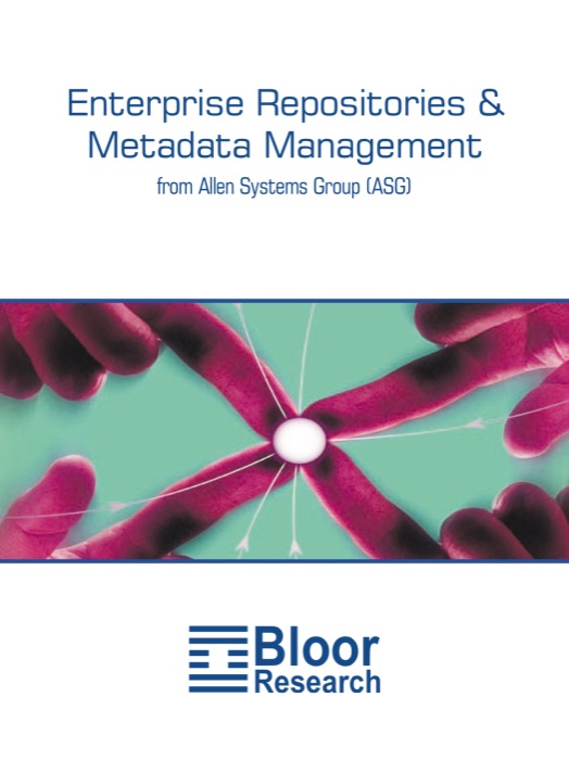 Cover for Enterprise Repositories and Metadata Management from Allen Systems Group (ASG)