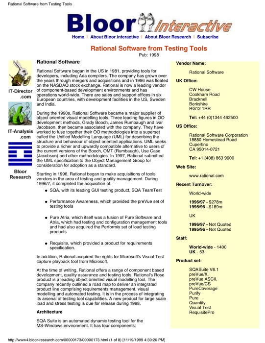Cover for Rational Software