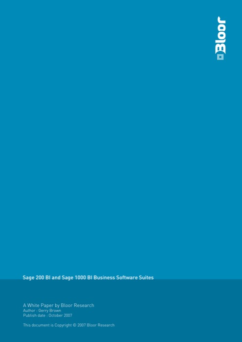 Cover for Sage 200 BI and Sage 1000 BI Business Software Suites