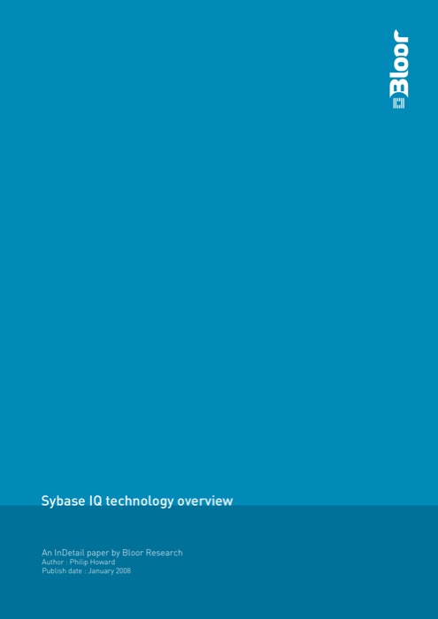 Cover for Sybase IQ technology overview