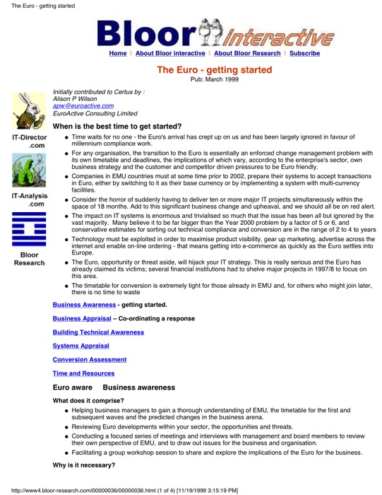Cover for The Euro – getting started