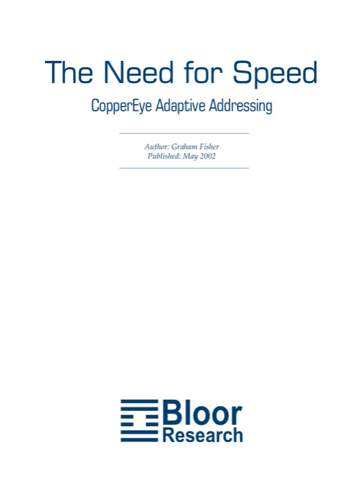 Cover for The Need for Speed – CopperEye Adaptive Adressing