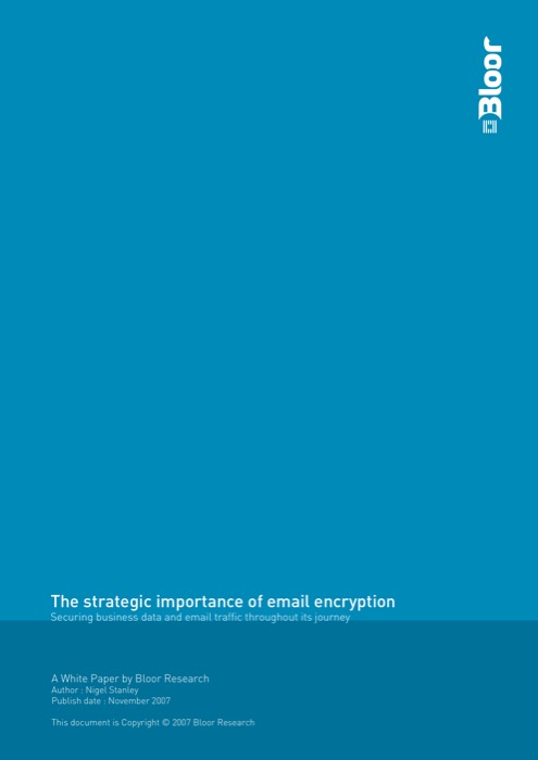 Cover for The strategic importance of email encryption - Securing business data and email traffic throughout its journey