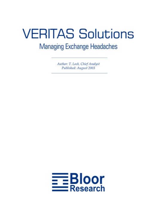 Cover for VERITAS Solutions – Managing Exchange Headaches