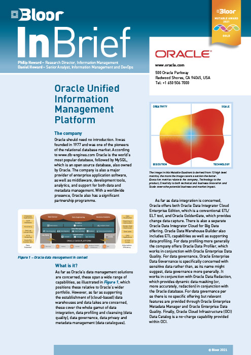 Cover for Oracle Unified Information Management Platform