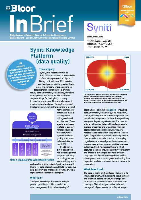 Cover for Syniti Knowledge Platform (March 2021)