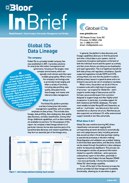 Cover for Global IDs Data Lineage