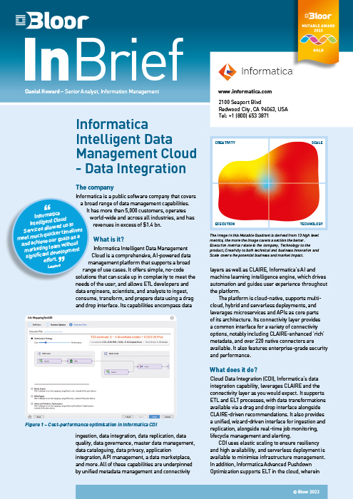 Cover for Informatica Intelligent Data Platform (2022)