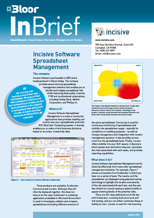 Cover for Incisive Software Spreadsheet Management (2022)