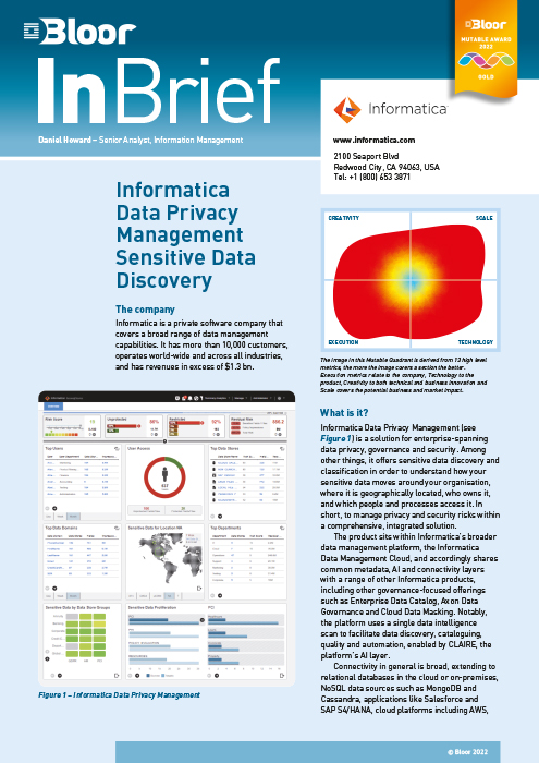 Cover for Informatica Data Privacy Management (2022) – Sensitive Data Discovery