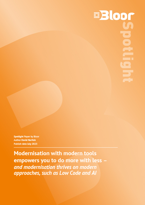 Cover for Modernisation with modern tools empowers you to do more with less - And modernisation thrives on modern approaches, such as Low Code and AI