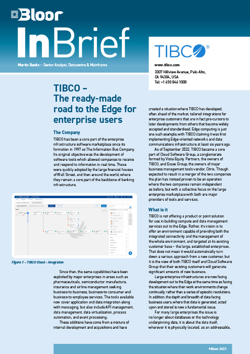 Cover for TIBCO - The ready-made road to the Edge for enterprise users