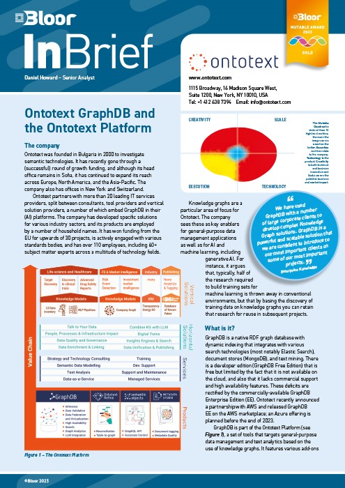 Cover for Ontotext GraphDB and the Ontotext Platform (2023)