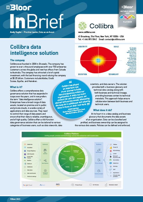 Cover for Collibra data intelligence solution