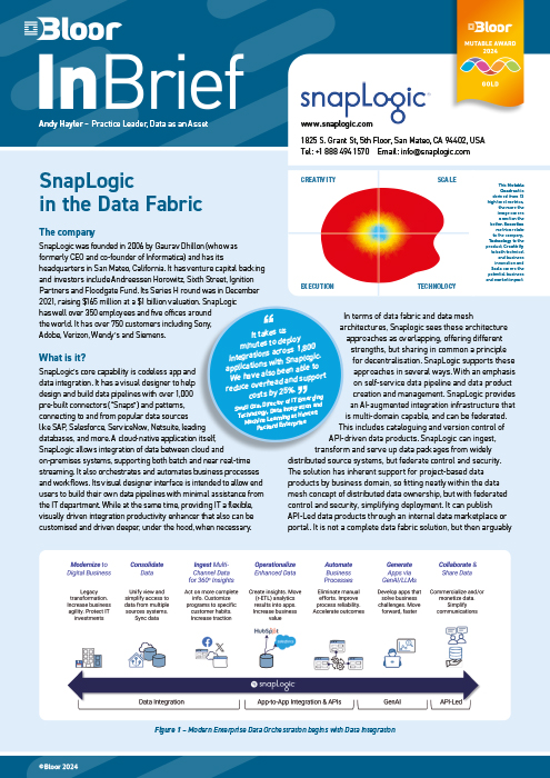Cover for SnapLogic in the Data Fabric